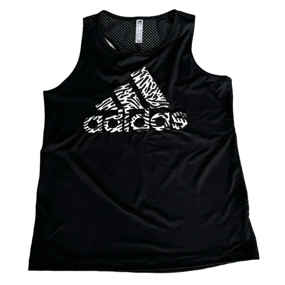 Black Tank Top by Adidas - zebra print back vent - Picture 5 of 5